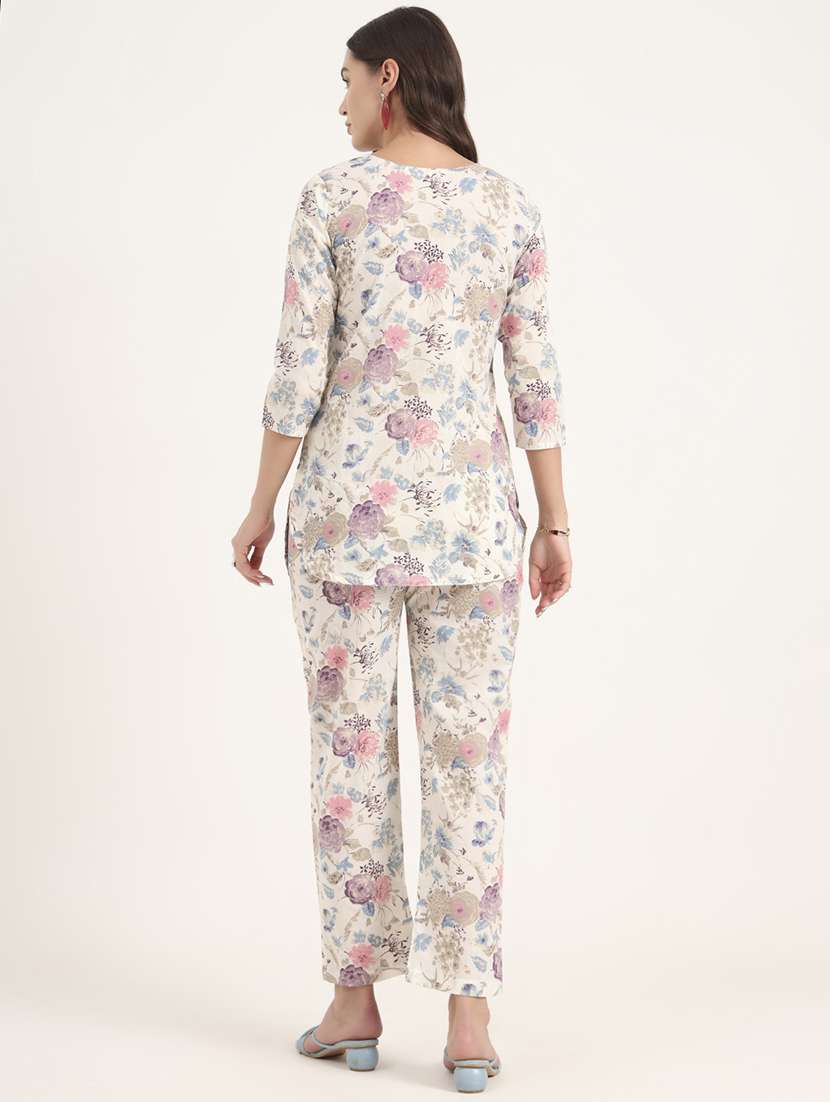women printed notch neck co-ord set - 21969125 -  Standard Image - 3