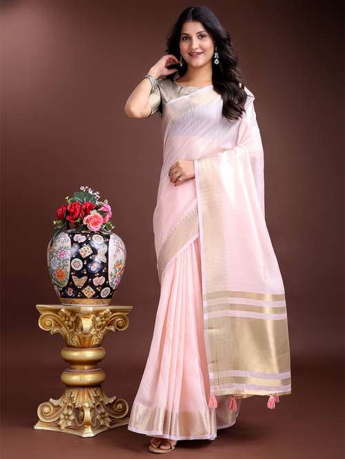 women solid with bordered saree with blouse - 21969137 - Standard Image - 0
