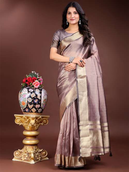 women solid with bordered saree with blouse - 21969153 -  Standard Image - 0
