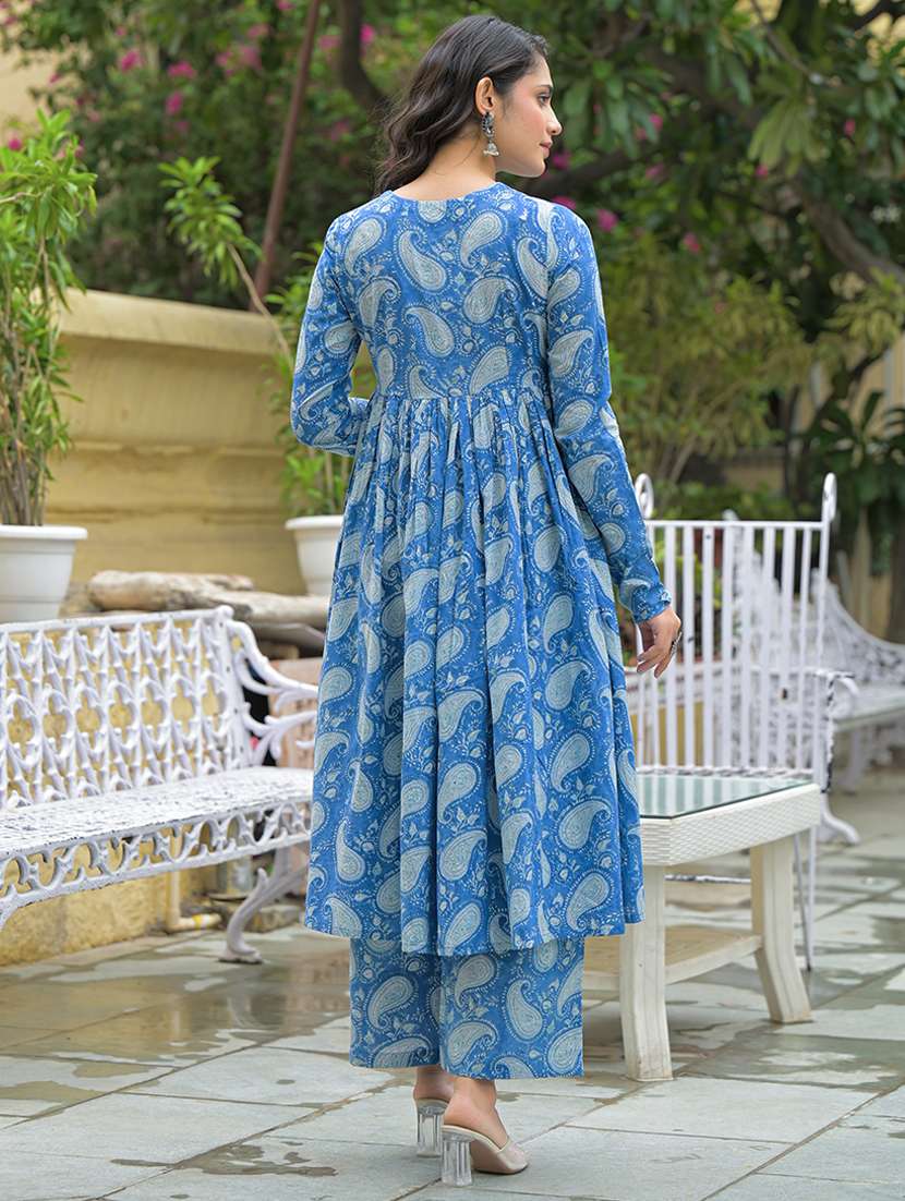 women blue long sleeve kurta pant with dupatta set - 21969209 -  Standard Image - 3