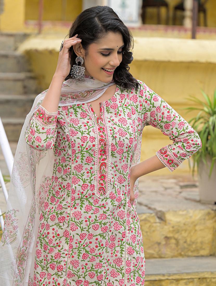 women three quarter sleeve kurta pant with dupatta set - 21969211 - Standard Image - 5