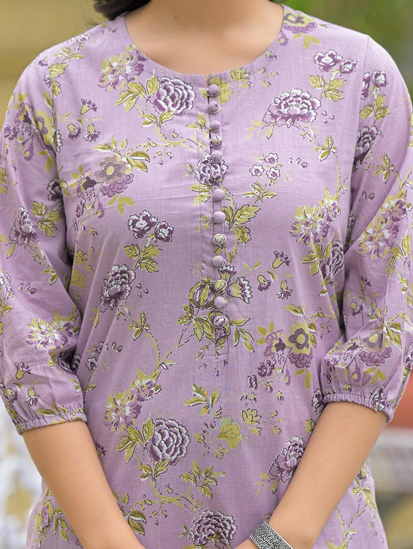 women floral three quarter sleeve kurta salwar set - 21969216 - Standard Image - 5