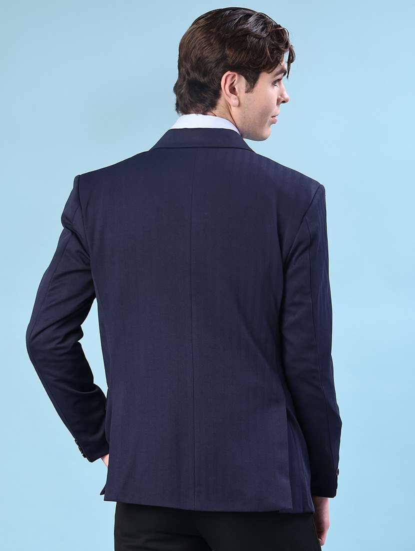 men solid lapel collar single breasted casual blazer - 21969312 -  Standard Image - 3