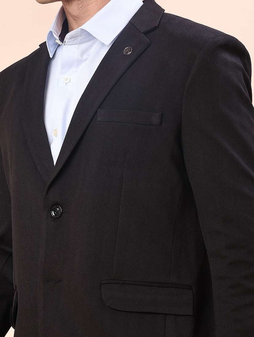 men solid lapel collar single breasted casual blazer - 21969313 -  Standard Image - 5