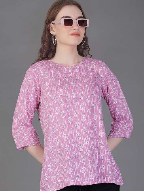 women printed three quarter sleeve kurti - 21969554 -  Standard Image - 0