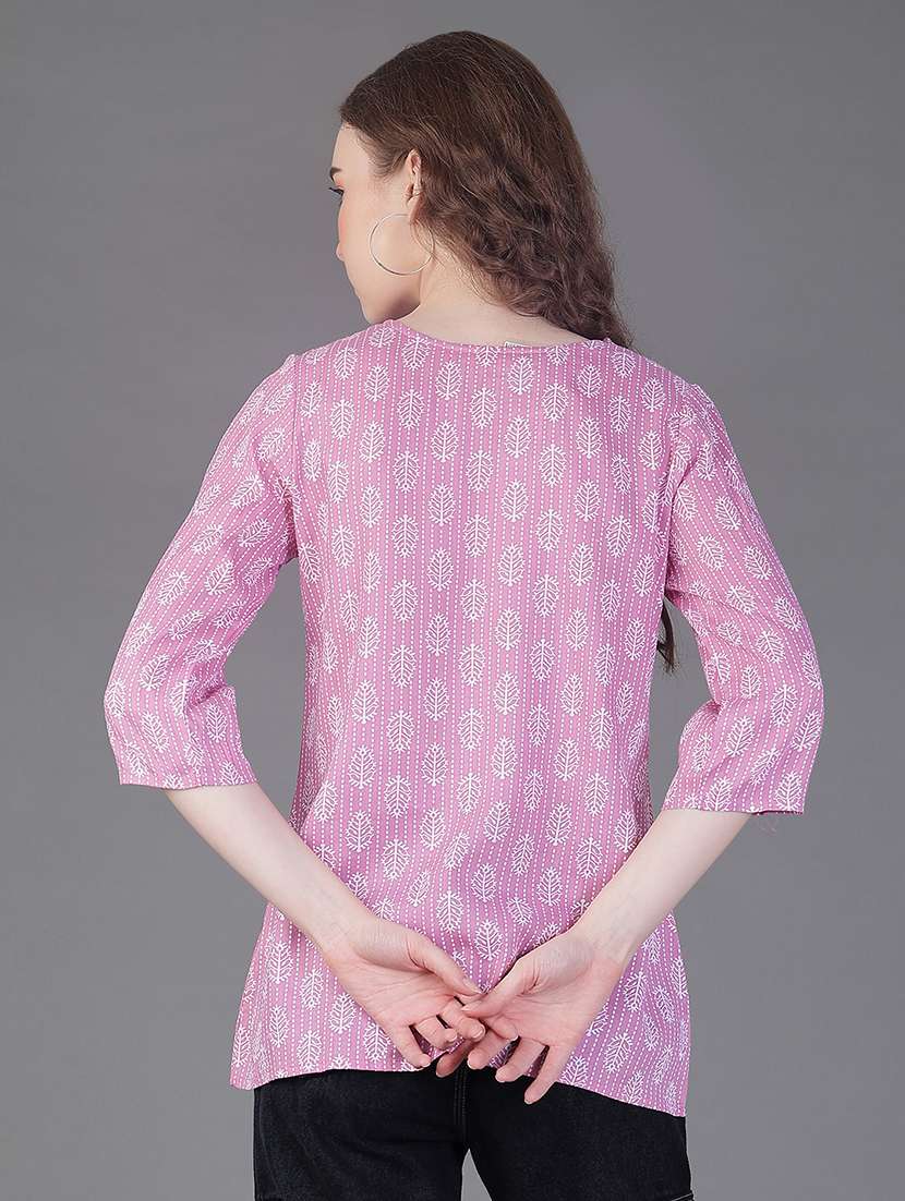 women printed three quarter sleeve kurti - 21969554 -  Standard Image - 3