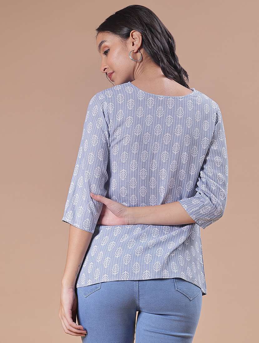 women printed three quarter sleeve kurti - 21969555 -  Standard Image - 3