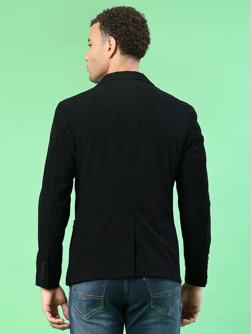 men solid lapel collar single breasted casual blazer - 21969578 -  Standard Image - 3