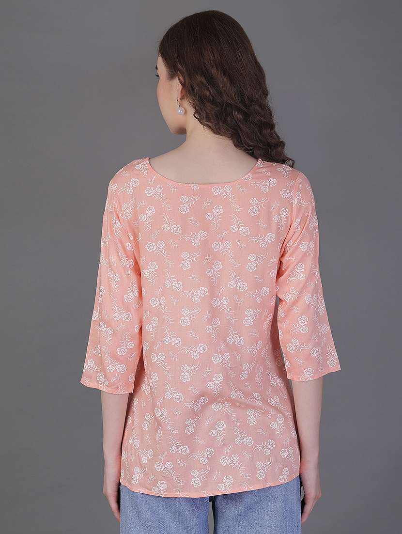 women printed three quarter sleeve kurti - 21969588 -  Standard Image - 3