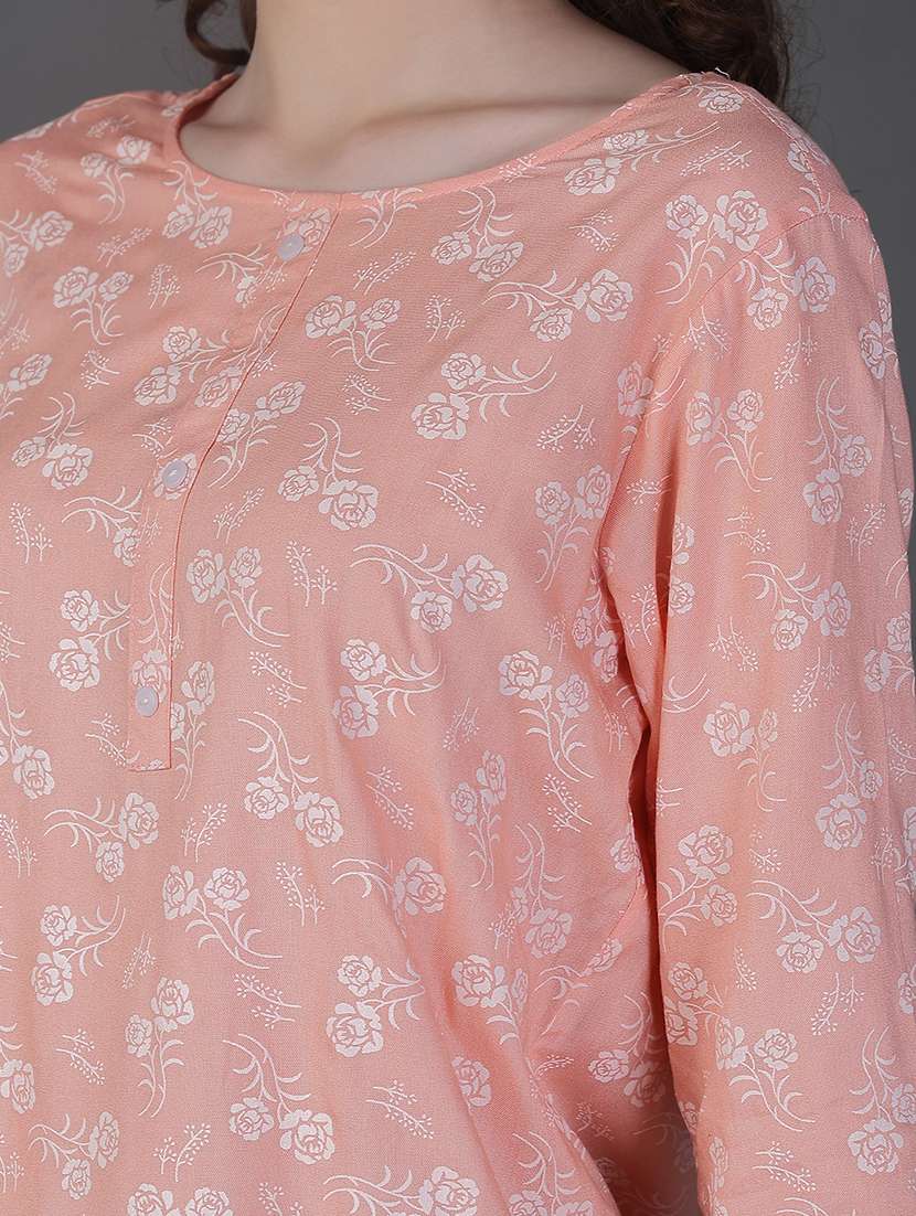 women printed three quarter sleeve kurti - 21969588 -  Standard Image - 5