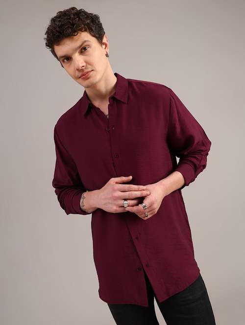 men solid long sleeve collared shirt - 21969606 -  Standard Image - 0