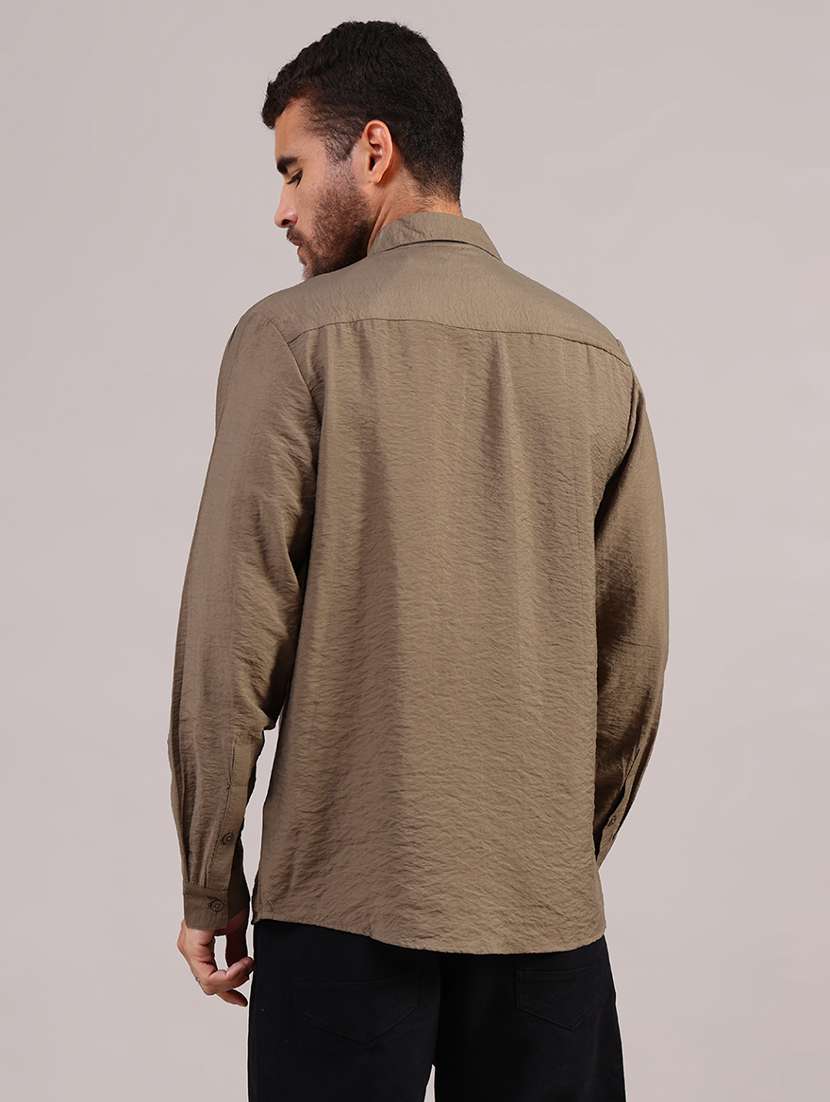 men solid long sleeve regular fit casual shirt - 21969607 -  Standard Image - 3