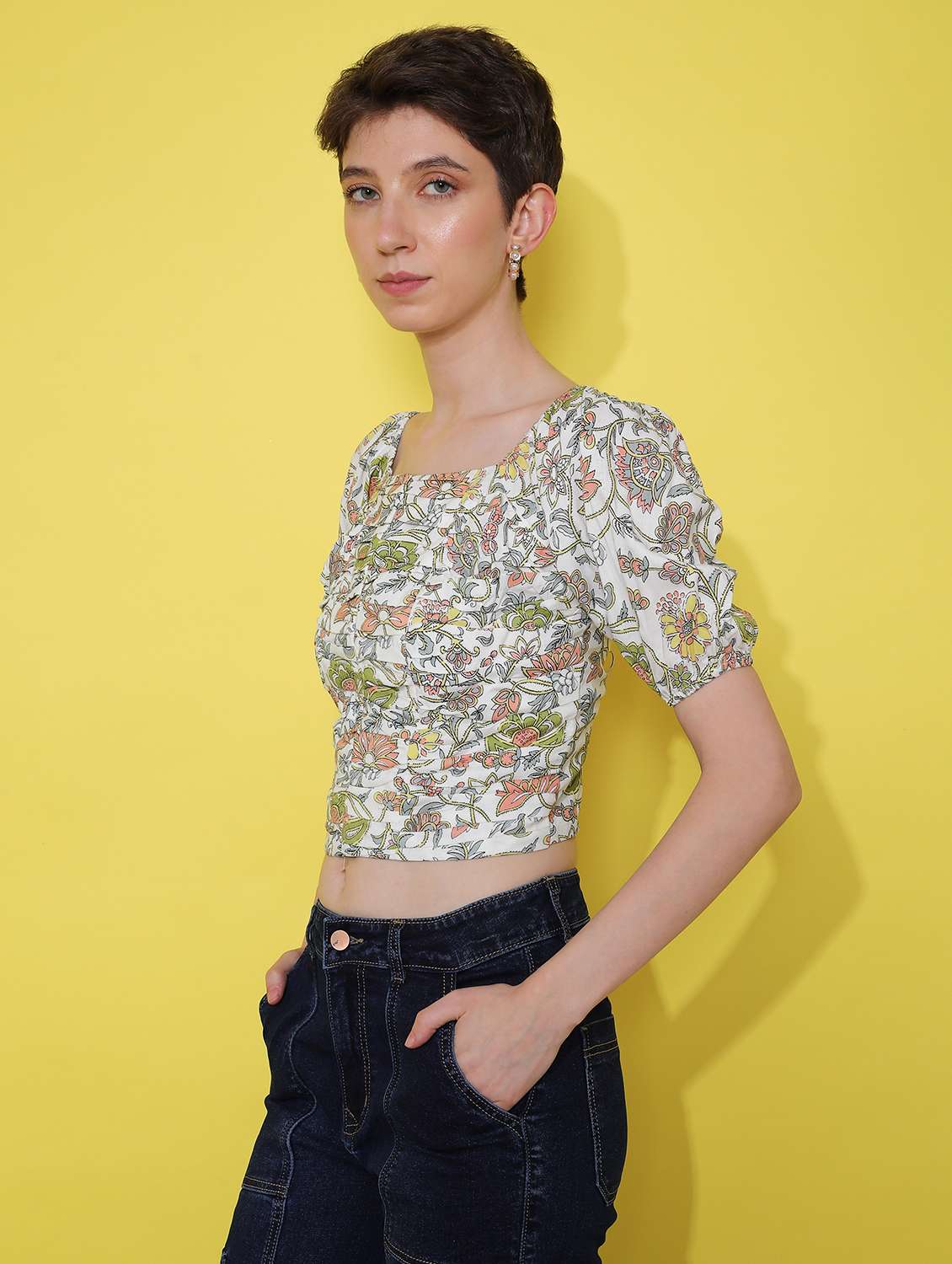 off white rayon top - 21969613 - Standard Image - 5