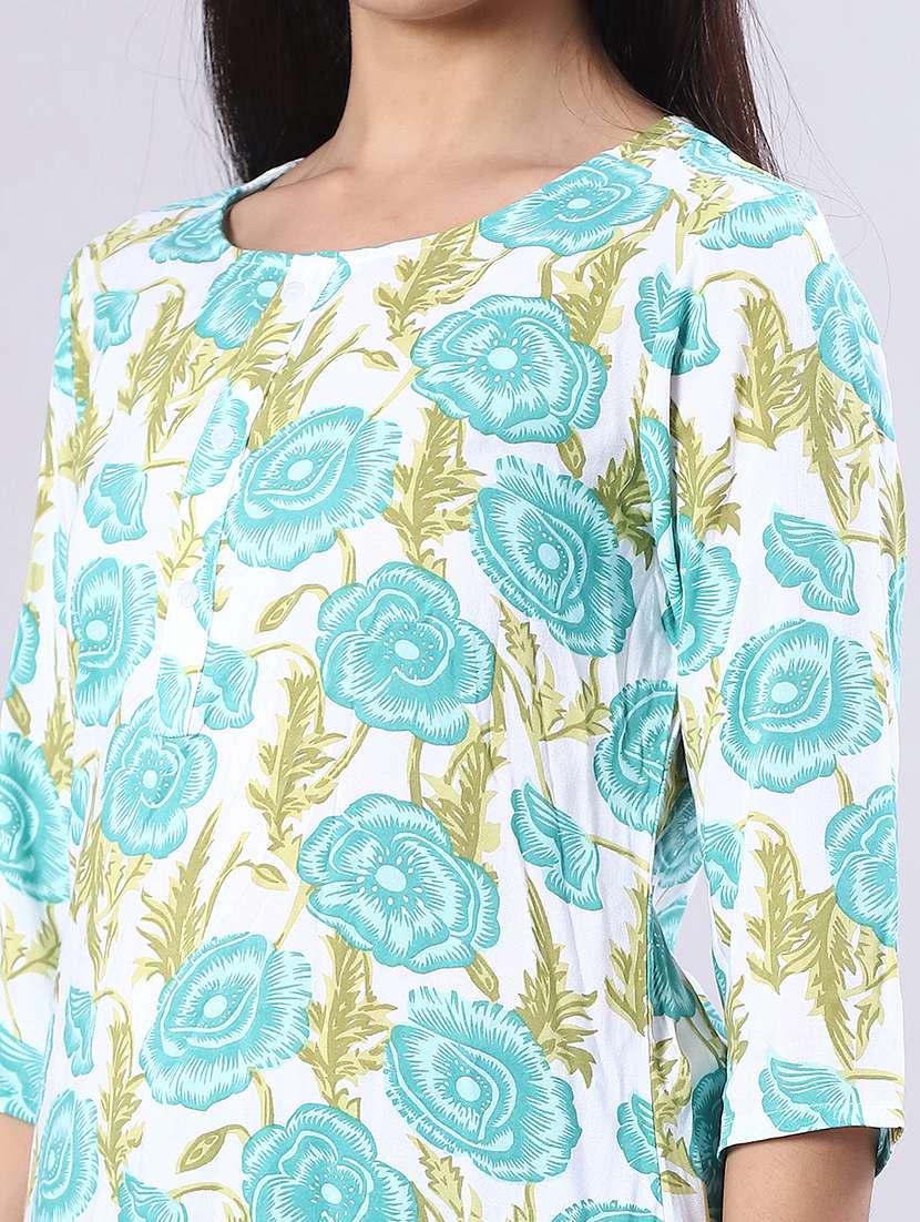 women printed three quarter sleeve kurti - 21969619 -  Standard Image - 5