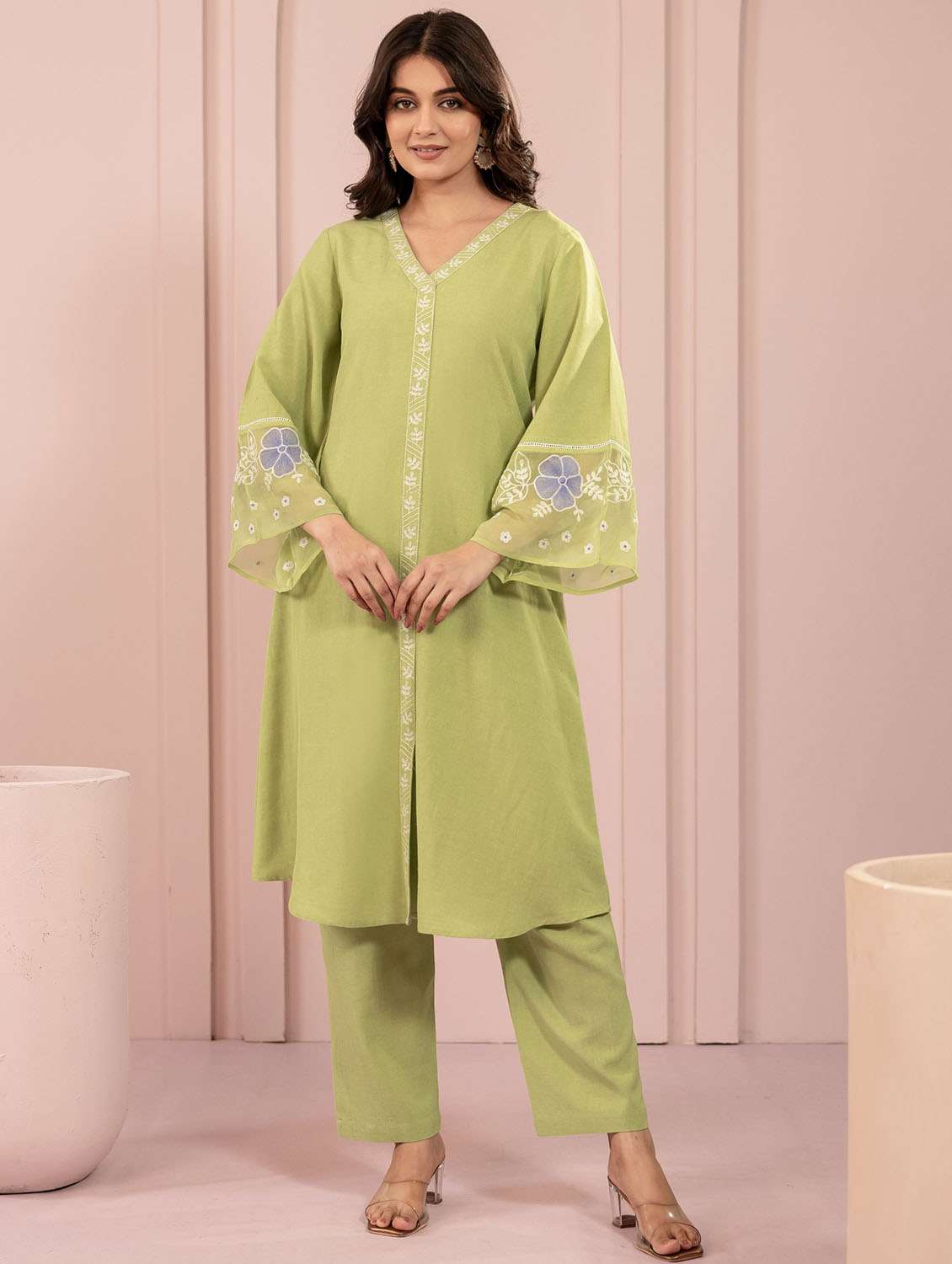 women neo mint long sleeve kurta pant set - 21969657 - Zoom Image - 0