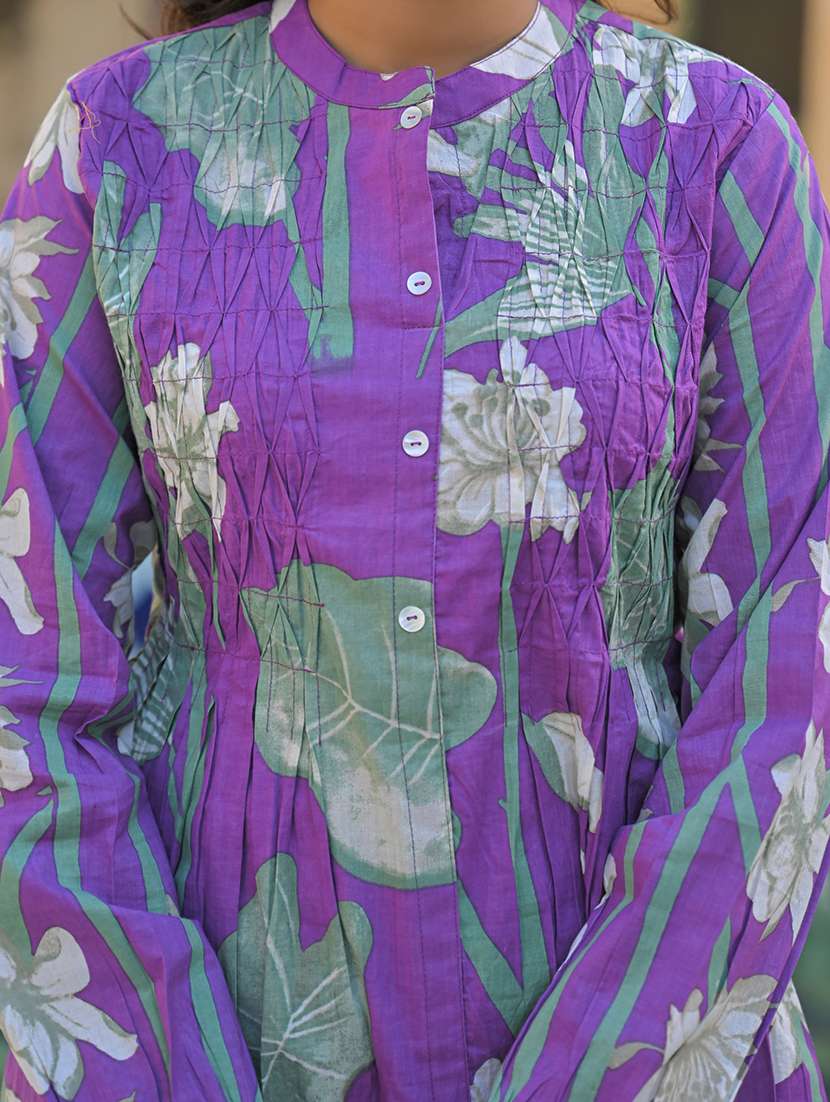 women floral printed long sleeve kurta pant set - 21969686 - Standard Image - 3