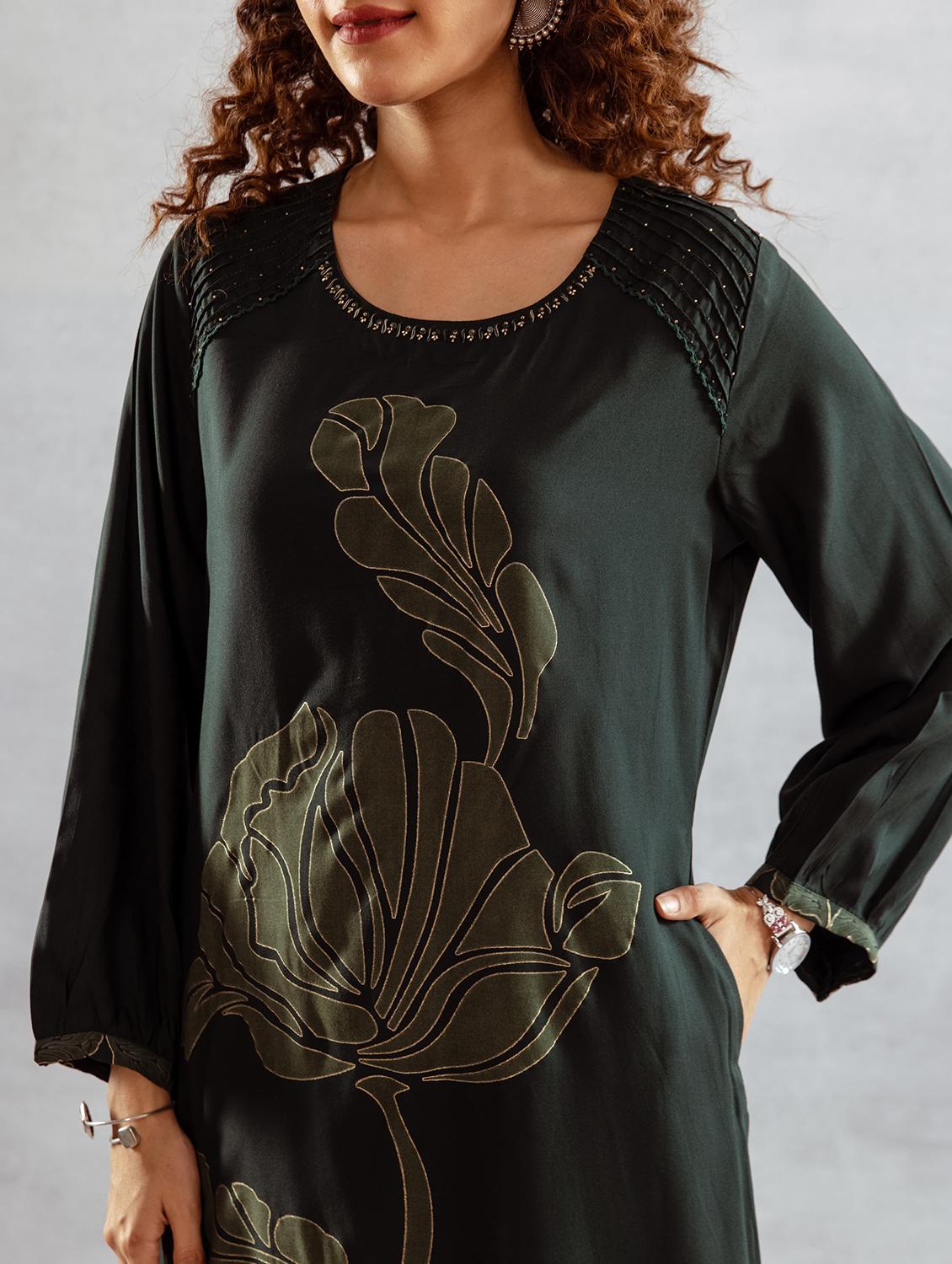women printed long sleeve kurta palazzo set - 21969694 - Standard Image - 3