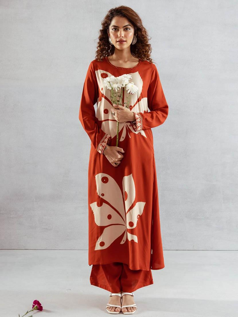women printed long sleeve kurta palazzo set - 21969719 -  Zoom Image - 0