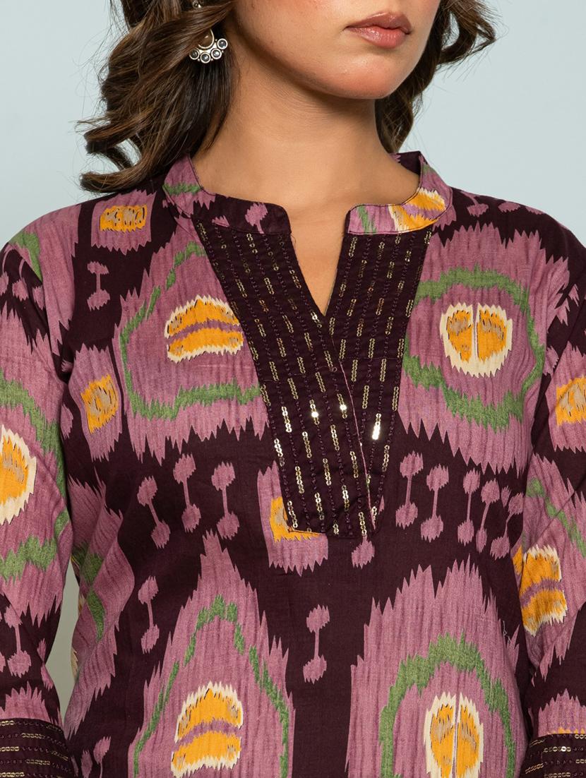 women printed three quarter sleeve kurta pant set - 21969725 - Standard Image - 3