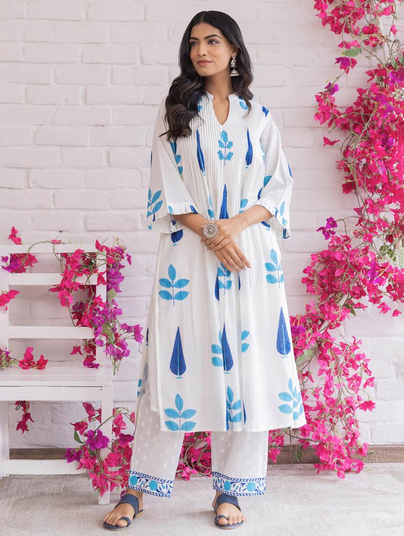 women printed three quarter sleeve kurta pant set - 21969728 -  Zoom Image - 0