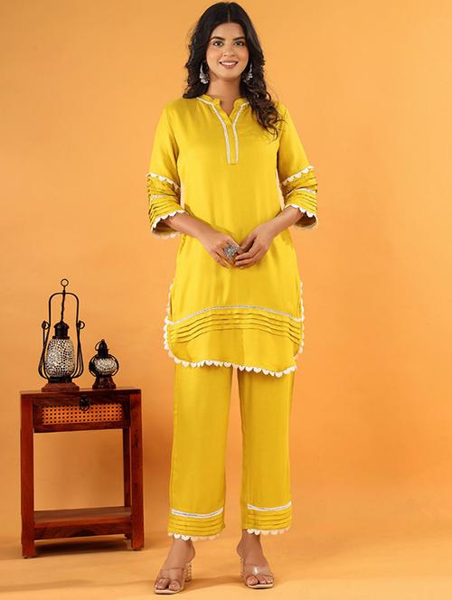 women three quarter sleeve ethnic co-ord set - 21969761 -  Standard Image - 0