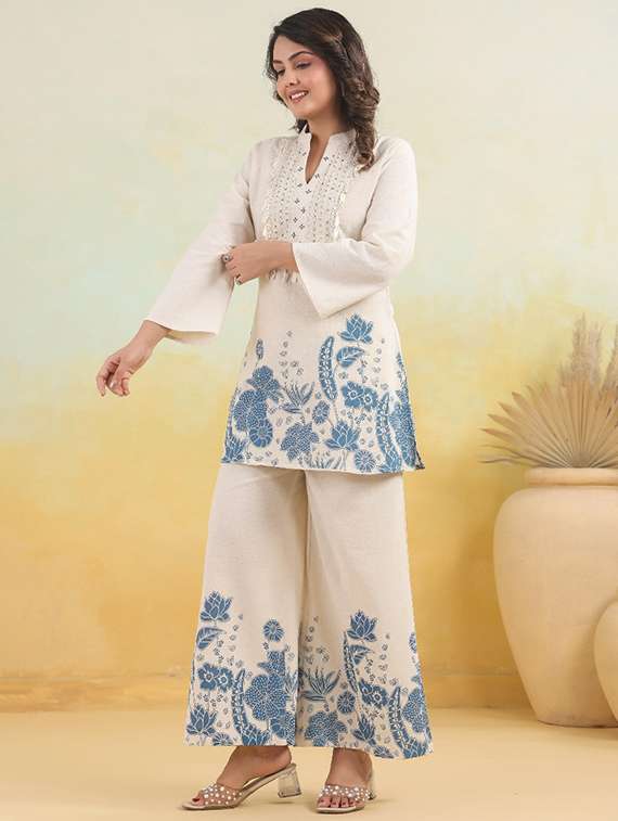 Women Floral Long Sleeve Ethnic Co Ord Set