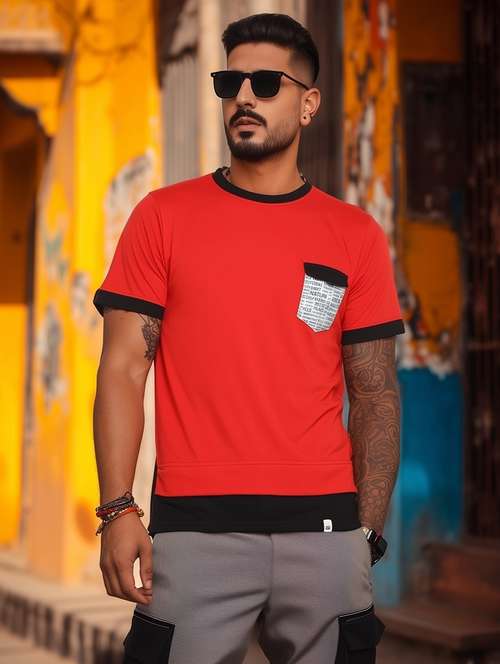 men solid short sleeve regular fit t-shirt