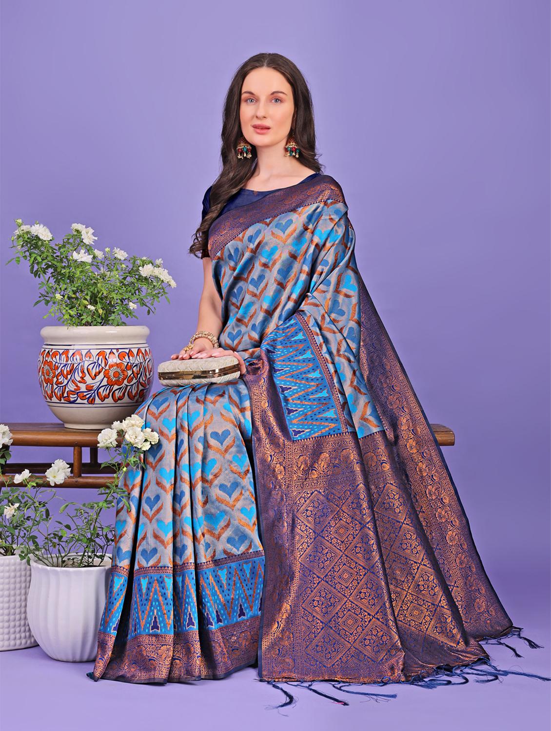 women self design banarasi saree with blouse - 21969840 - Standard Image - 3
