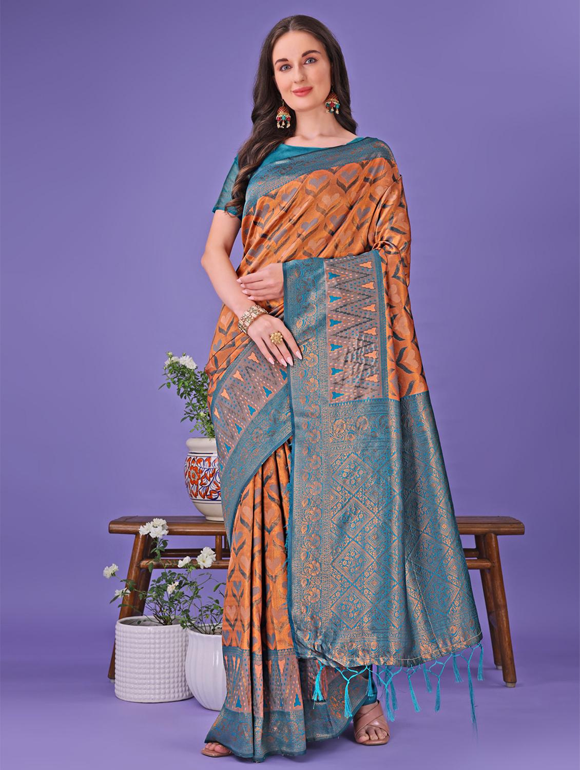 women self design banarasi saree with blouse - 21969843 - Zoom Image - 0
