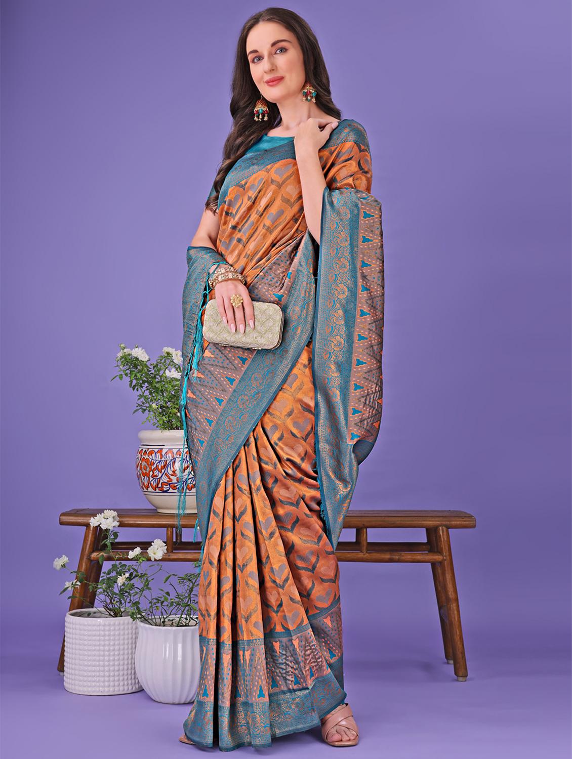 women self design banarasi saree with blouse - 21969843 - Standard Image - 3