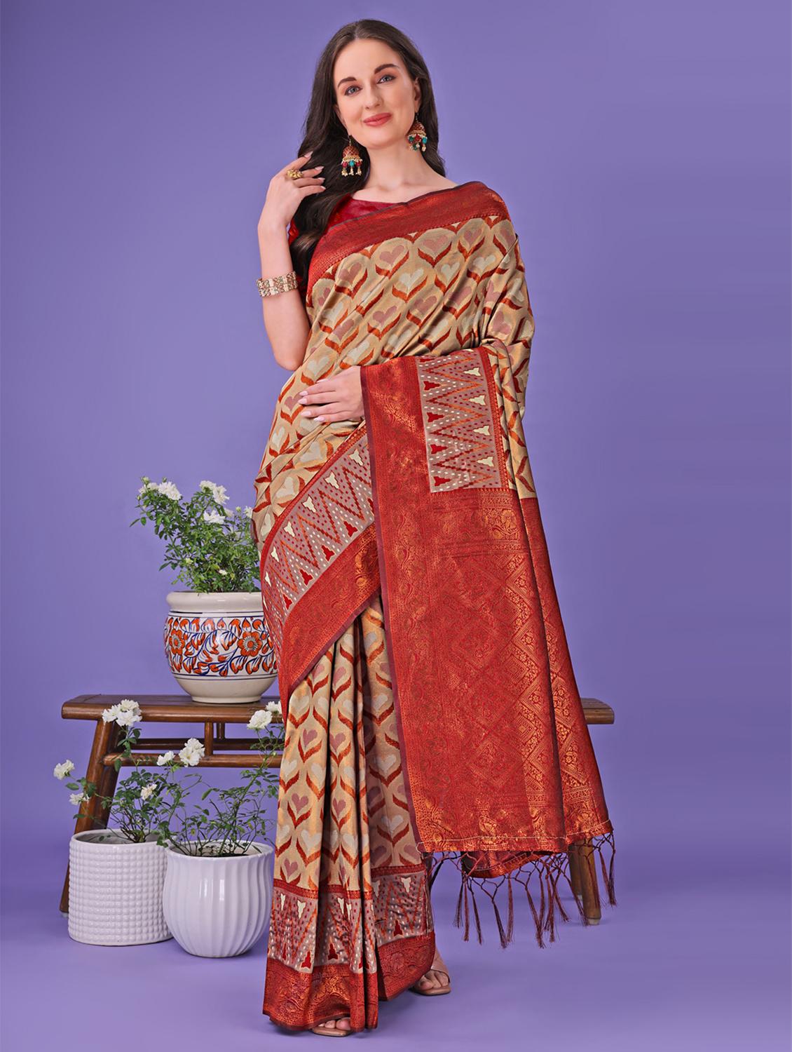 women self design banarasi saree with blouse - 21969844 -  Zoom Image - 0