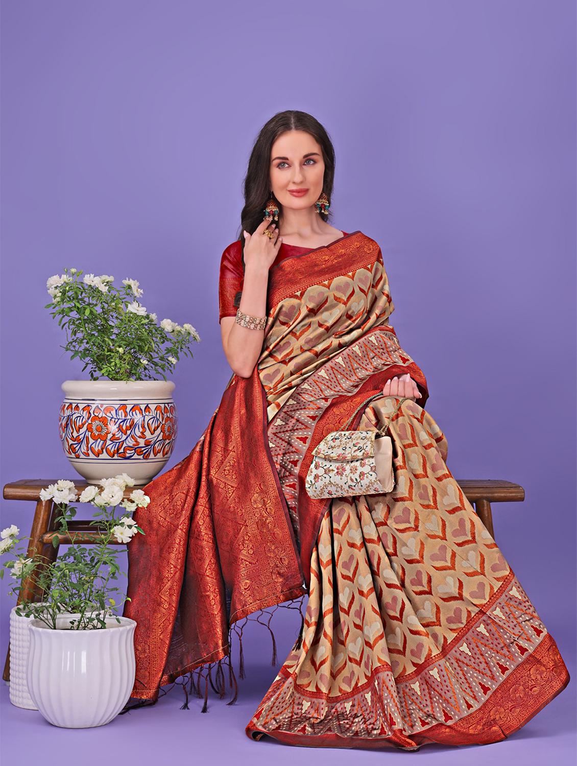 women self design banarasi saree with blouse - 21969844 - Standard Image - 3
