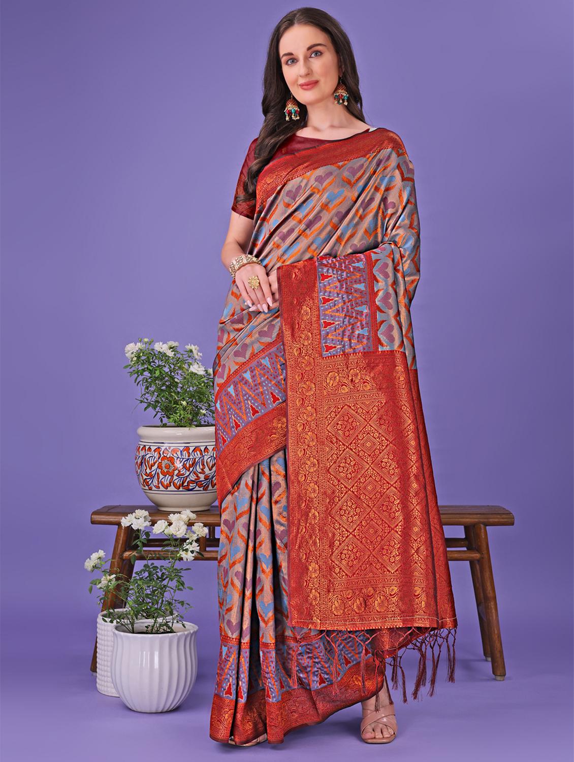 women self design banarasi saree with blouse - 21969845 - Zoom Image - 0