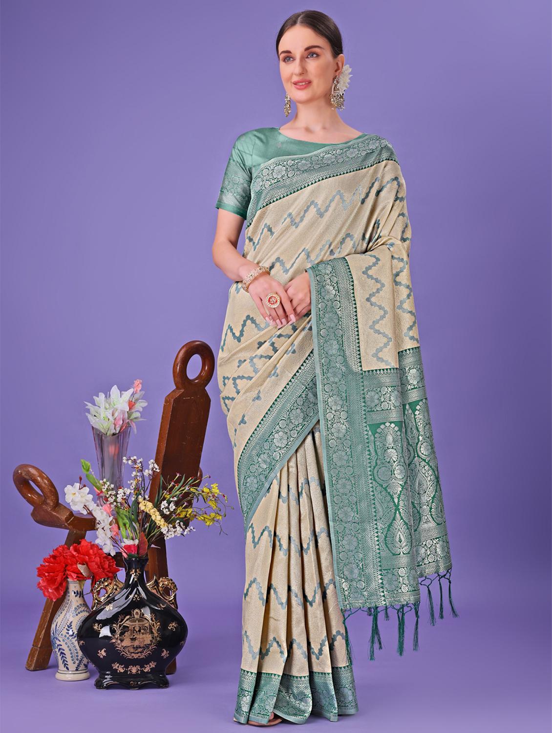 women self design banarasi saree with blouse - 21969847 - Zoom Image - 0