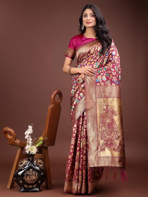 women self design banarasi saree with blouse - 21969930 - Standard Image - 0