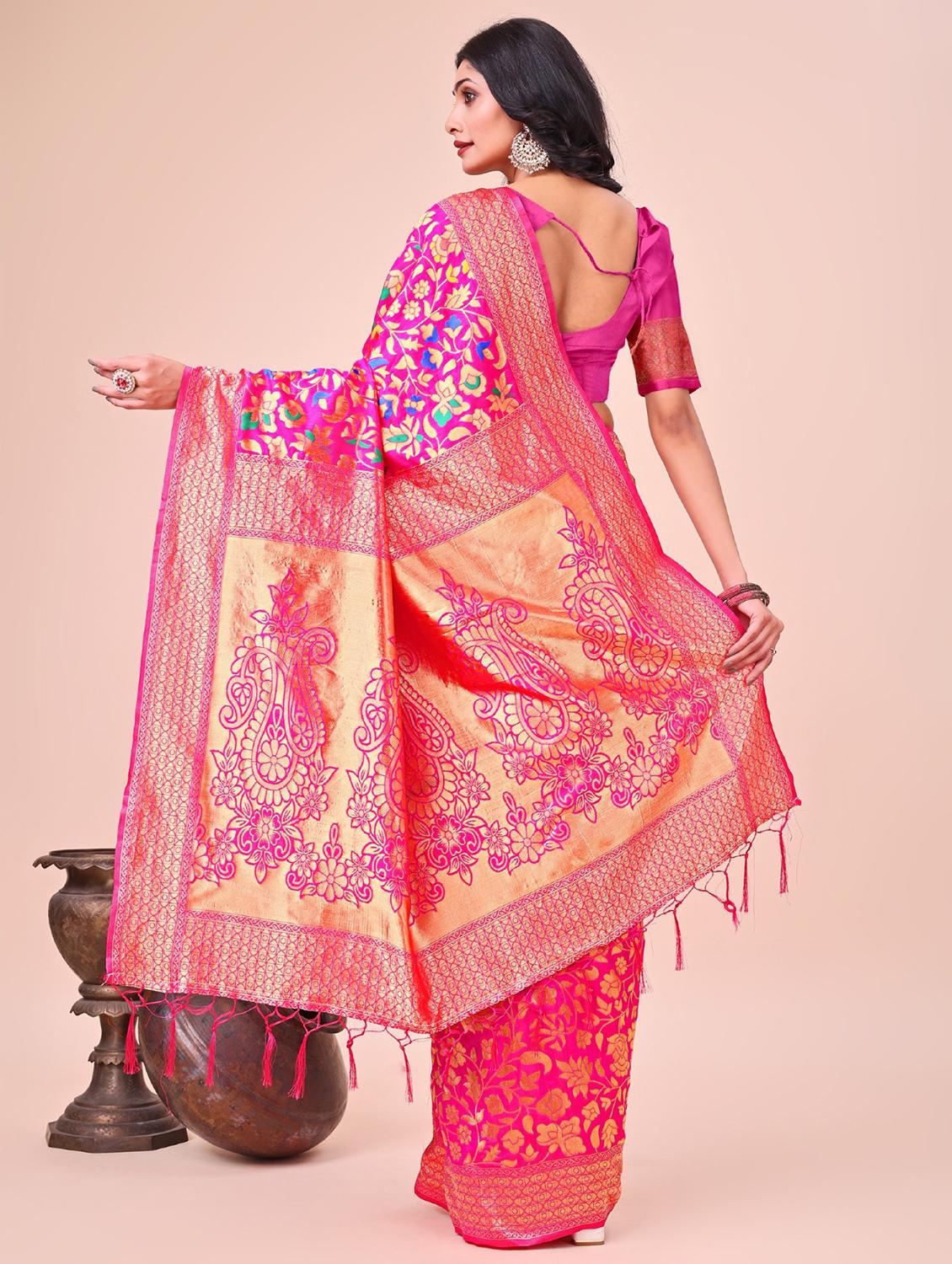 women self design banarasi saree with blouse - 21969931 - Standard Image - 3