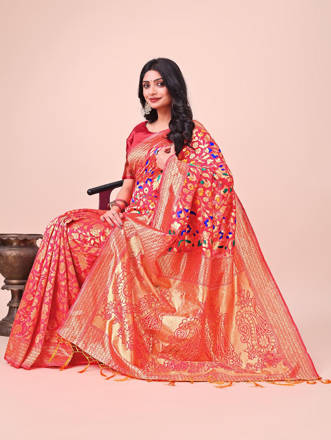 women self design banarasi saree with blouse - 21969932 - Standard Image - 3