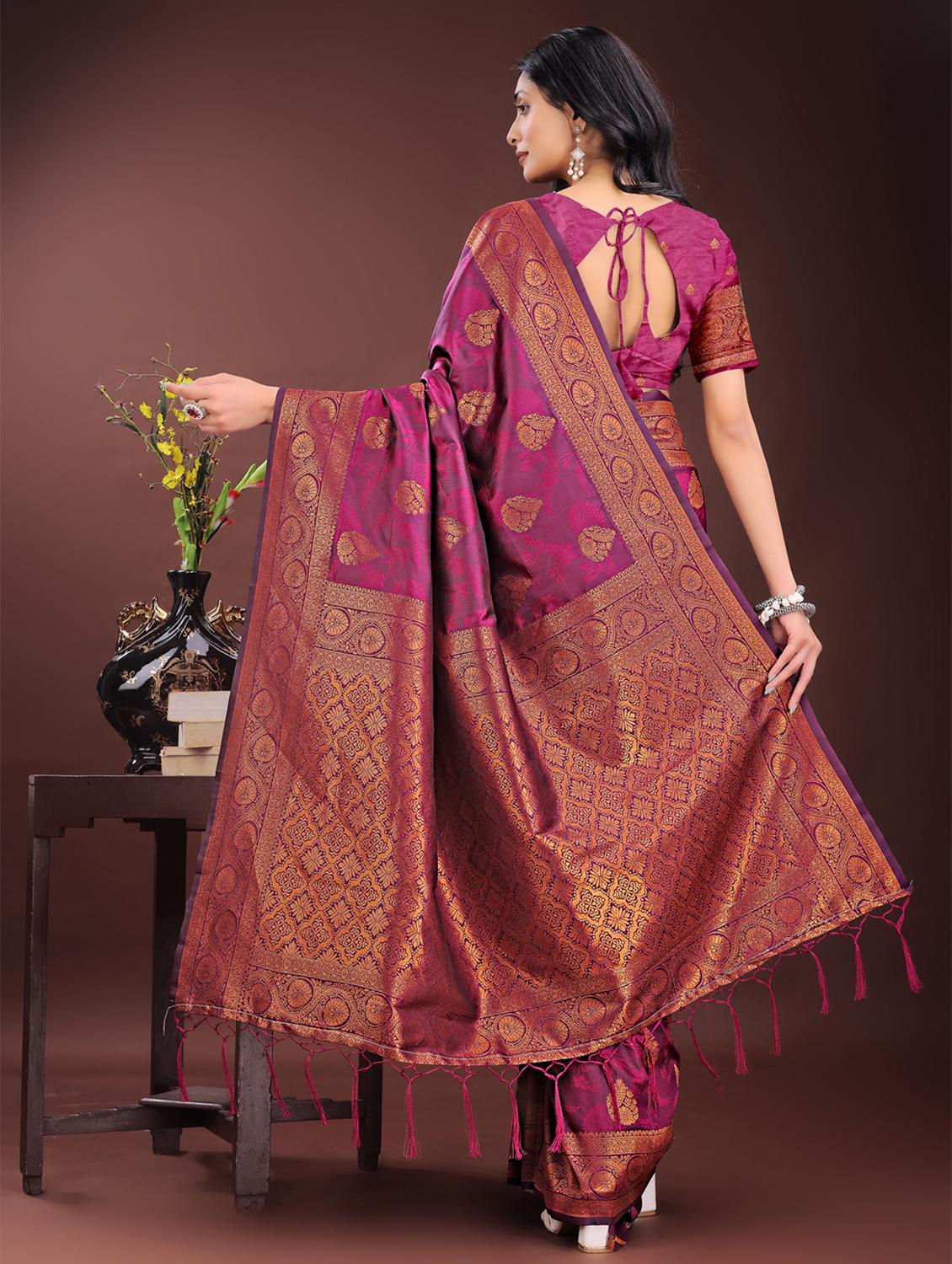 women self design banarasi saree with blouse - 21969935 - Standard Image - 3