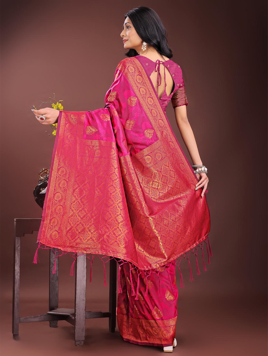 women self design banarasi saree with blouse - 21969938 - Standard Image - 3