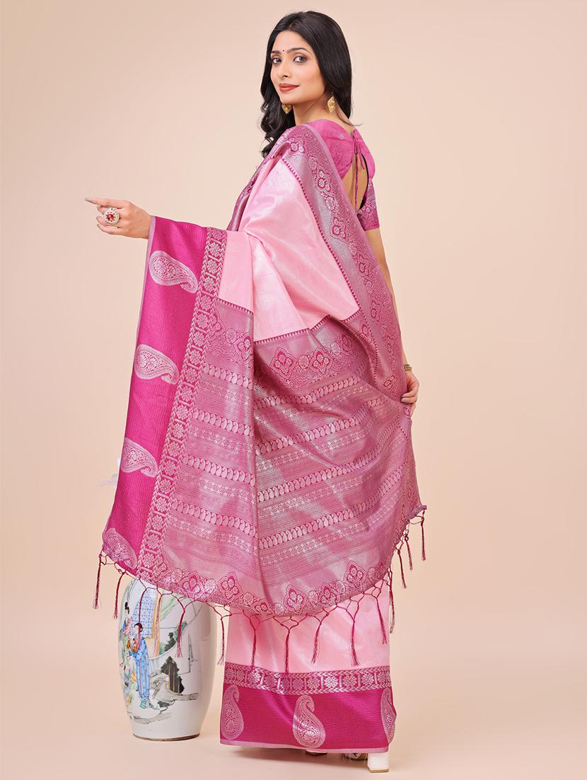women solid with bordered saree with blouse - 21970000 - Standard Image - 3