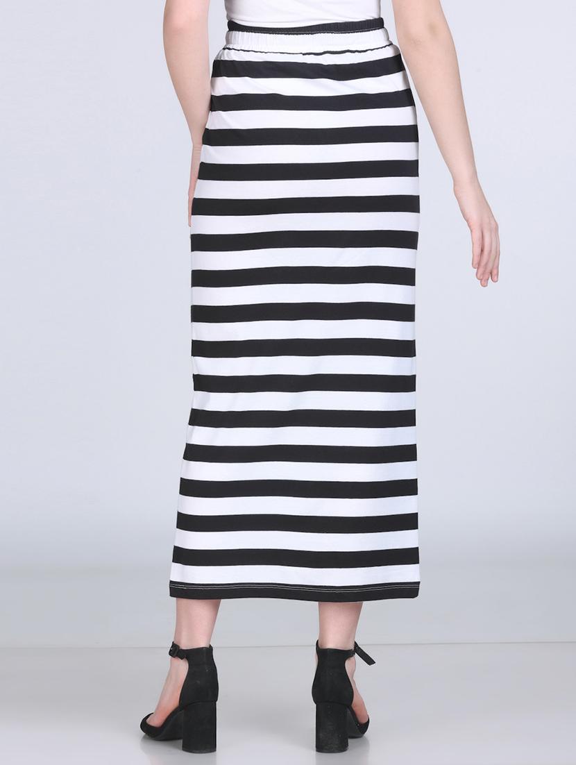 women striped high rise bodycon skirt - 21970032 - Standard Image - 3
