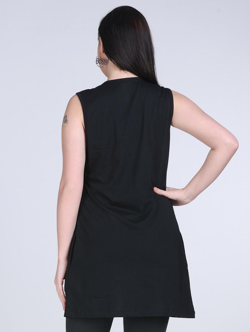 women black solid sleeveless regular shrug - 21970034 - Standard Image - 3
