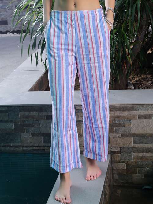 women striped mid rise straight trouser - 21970041 -  Standard Image - 0