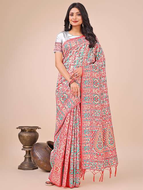 women paisley assam silk saree with blouse - 21970110 -  Standard Image - 0