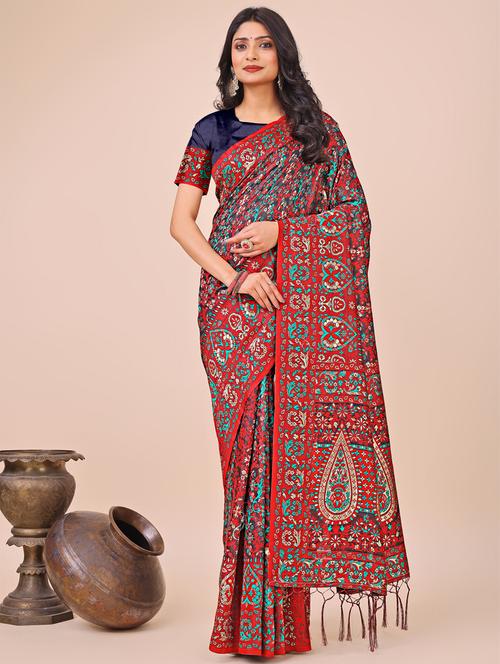 women paisley assam silk saree with blouse - 21970112 - Standard Image - 0