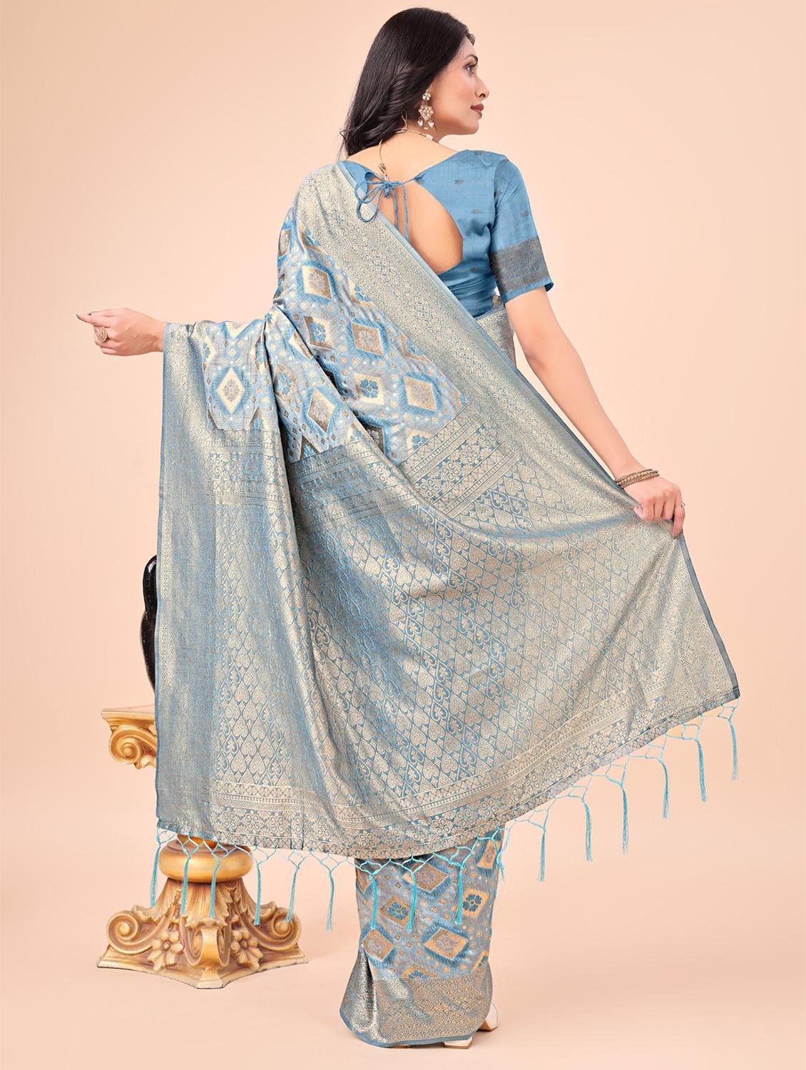 women self design banarasi saree with blouse - 21970121 - Standard Image - 3