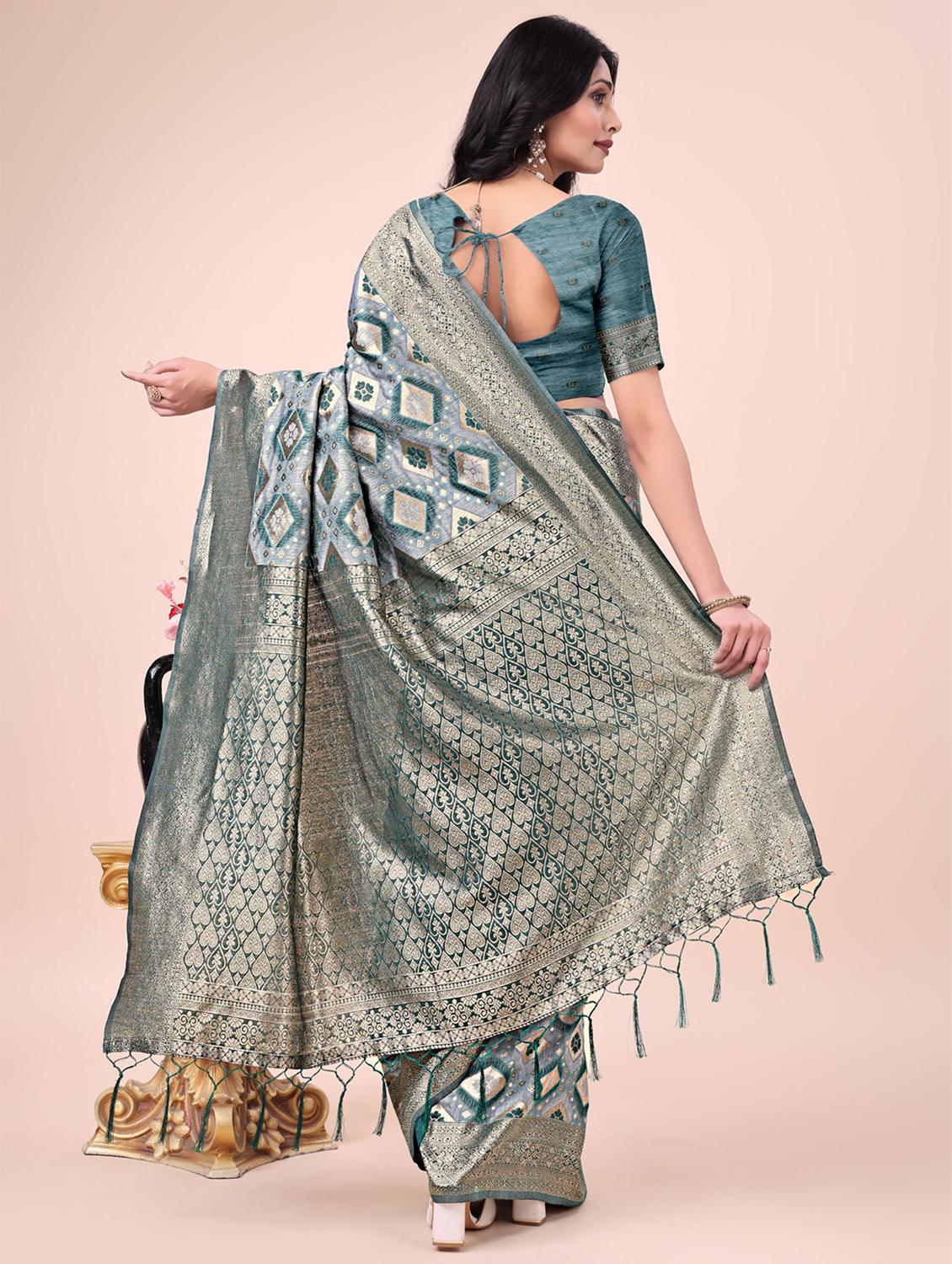 women self design banarasi saree with blouse - 21970122 - Standard Image - 3