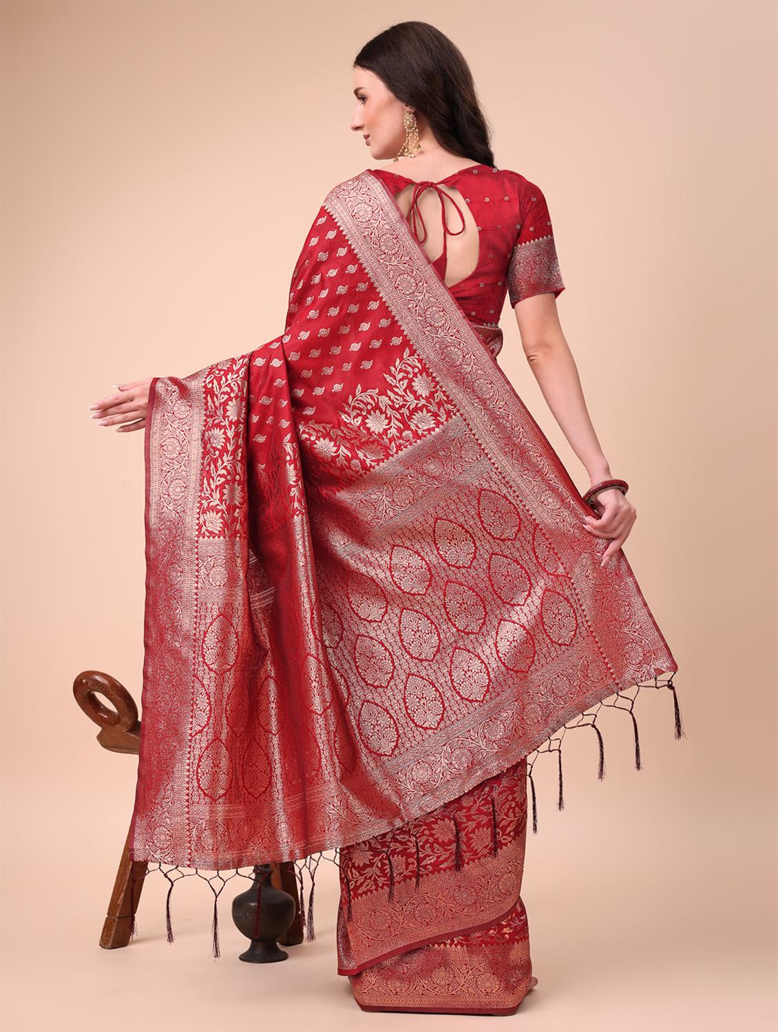 women self design banarasi saree with blouse - 21970135 - Standard Image - 3