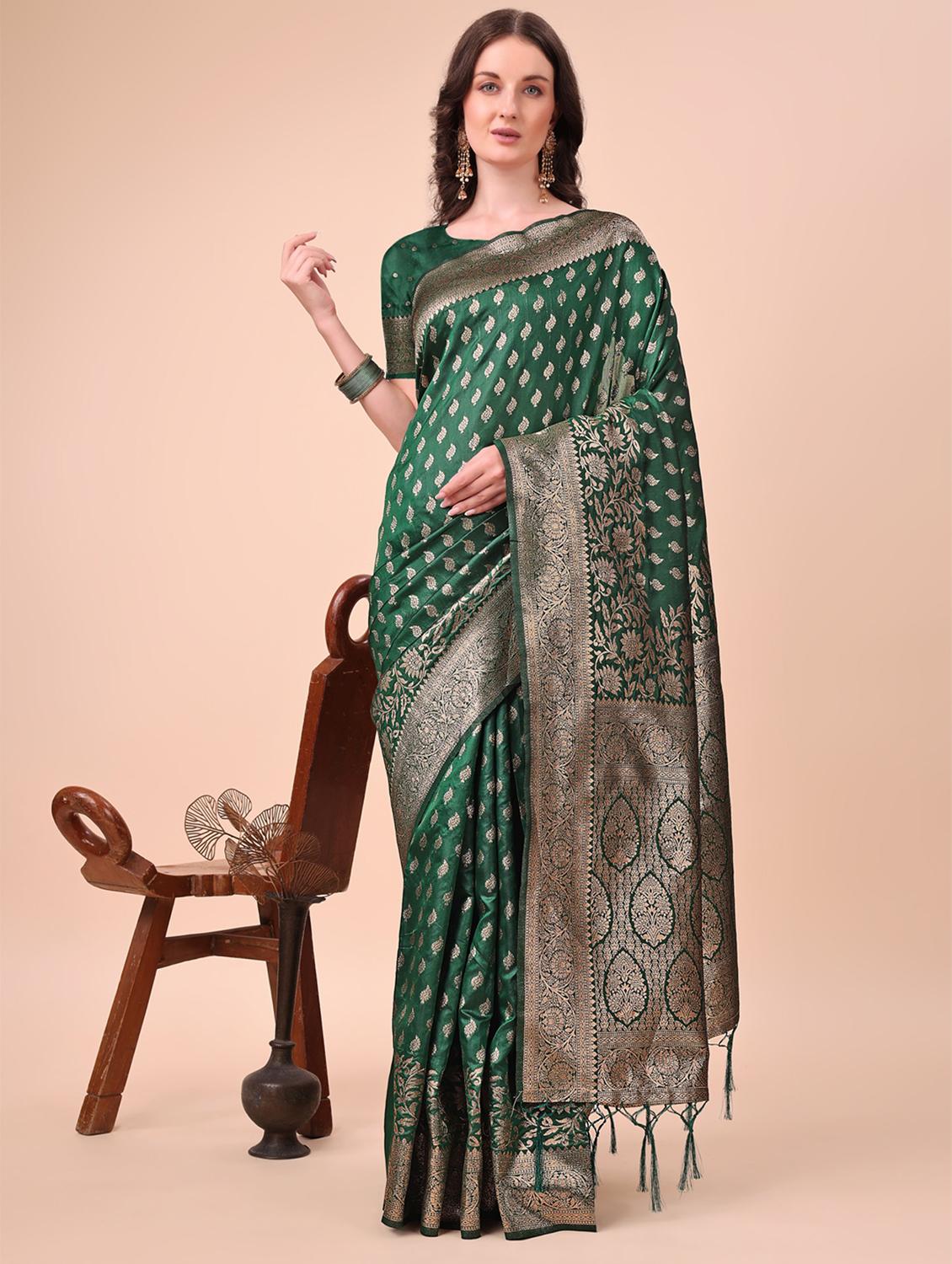 women self design banarasi saree with blouse