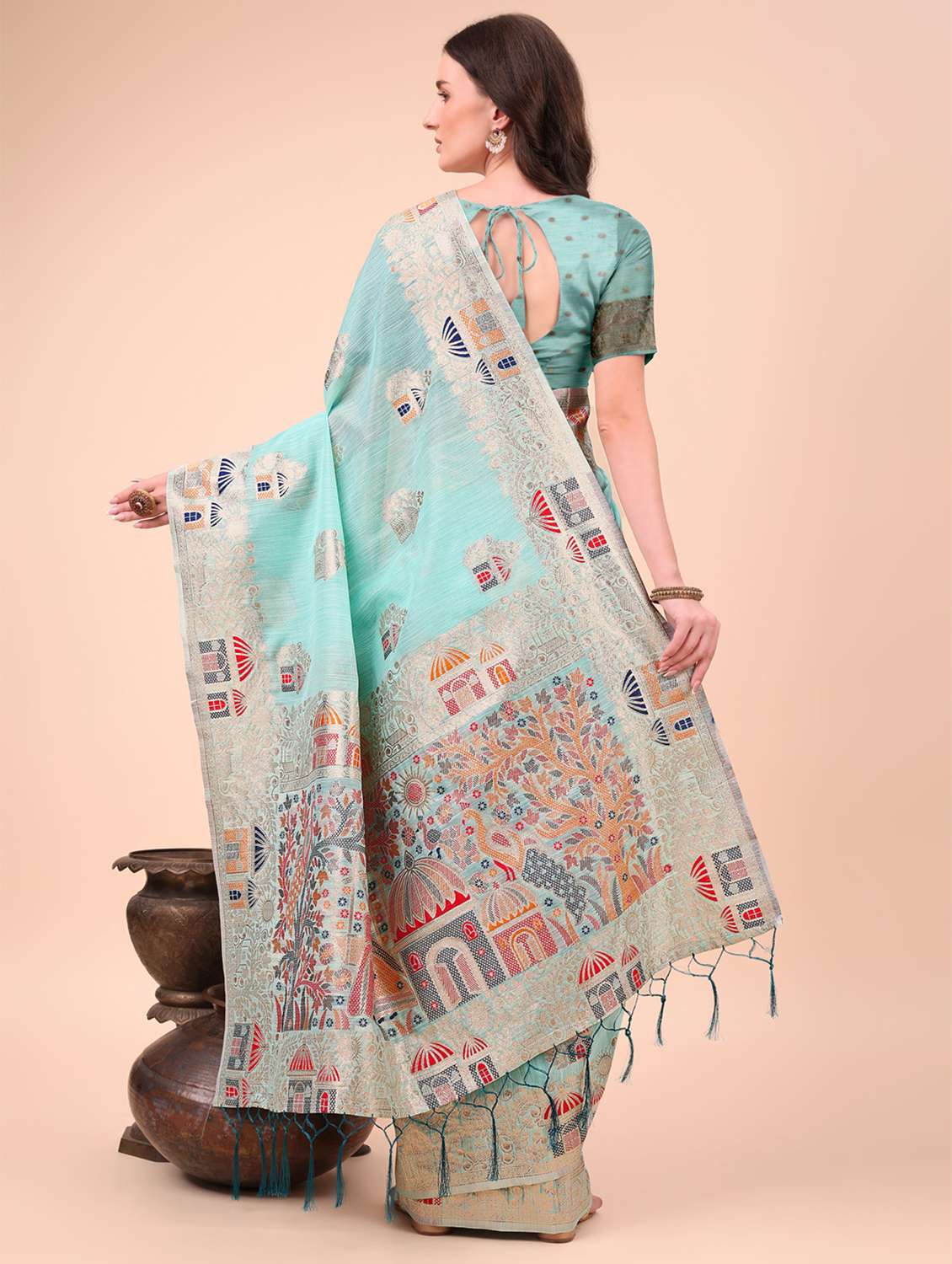 women self design bordered saree with blouse - 21970155 -  Standard Image - 3